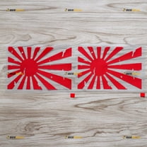 2X Red 4 Inches Japanese Rising Sun Flag Decal Sticker Car Vinyl Distressed Japan Naval Ensign JDM