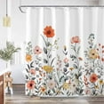 thumbnail image 2 of Floral Shower Curtain, Watercolor Flower Pretty Colorful Wildflower Fabric Decorative Shower Curtains with 12 Hooks for Bathroom 72 ×72 Inch, 2 of 6
