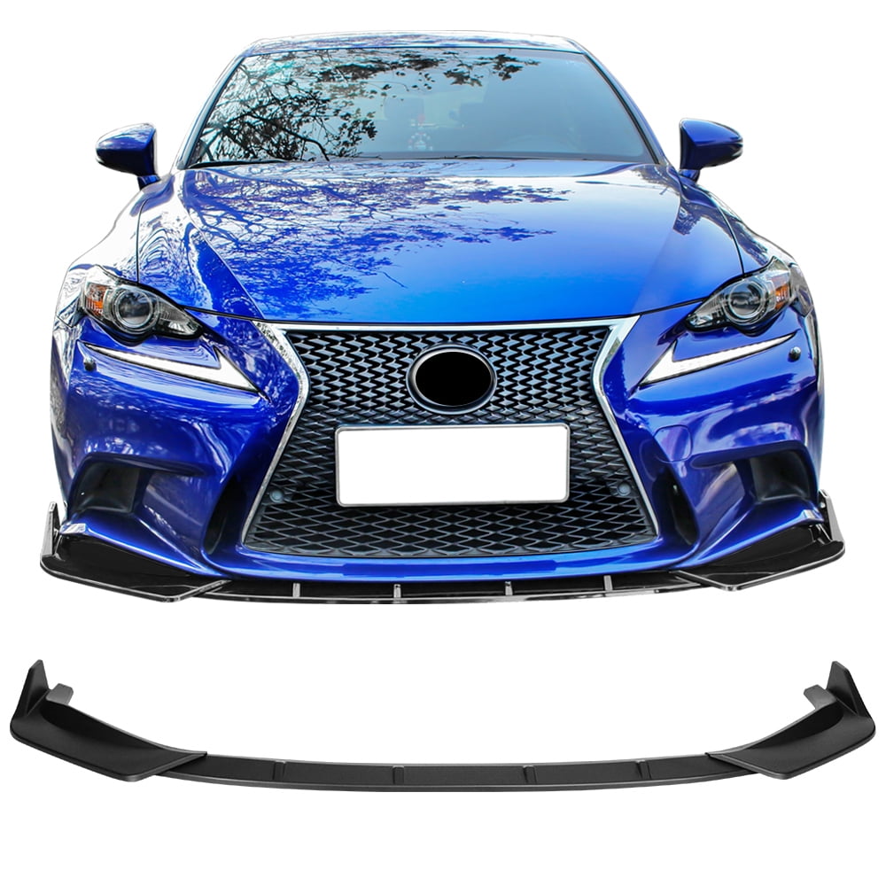 Ikon Motorsports Compatible with 14-16 Lexus IS F Sport IKON Style 3PCS Front Bumper Lip BodyKit Matte Black