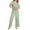 Green, variant on Musuos Women’s 2 Piece Loose Soft Pajama Set Short Sleeve Chest Pocket Shirt + Elastic Long Pants Set Stripe Sleepwear Loungewear