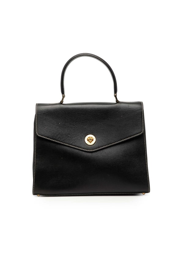 Pre-Owned Celine logo handbag in black leather for women.