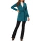 thumbnail image 2 of Abrigo largo de mujer elegante con solapa y cinturón en turquesa, 2 of 6