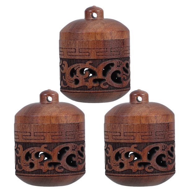 3 colgantes aromáticos de madera hueca tallada con forma de farol para decorar collares de aceites esenciales, coches y botellas.