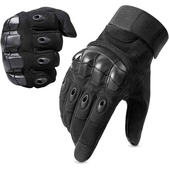 Un par de guantes militares de combate táctico para hombres, guantes deportivos de verano, protección anticorte para motocross (negro L)