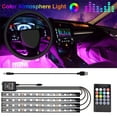 thumbnail image 2 of Car Led Strip Light, 4PCS 36 Led Dc Multicolor Music Car Usb Interior Light Led Under Dash Lighting Kit With Sound Active Function & Wireless Remote Control, 2 of 7