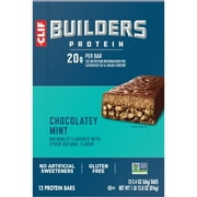 CLIF BUILDERS Protein Bars Chocolate Mint Flavor, Plant Protein, Gluten Free Bars, 12ct