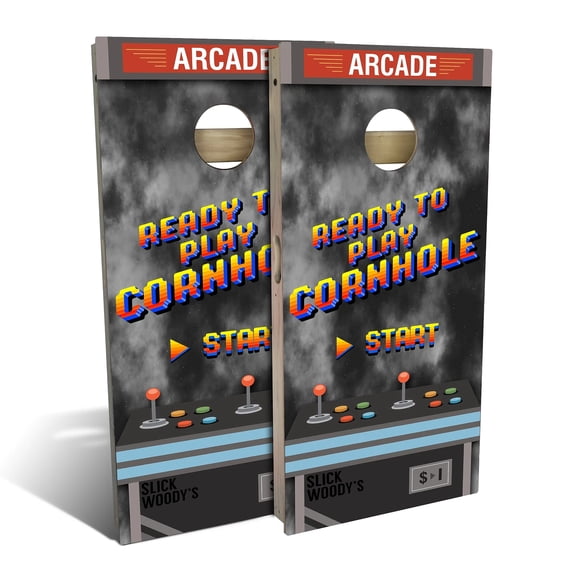Skip's Garage | Arcade Game Cornhole Board Set | Includes Boards & Bags | Choose Your Size & Accessories