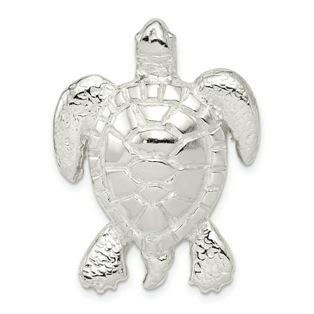 Silver Turtle Slide Pendant - 925 Sterling Silver Textured Turtle Chain Slide Pendant Charm Necklace Gifts For Women For Her