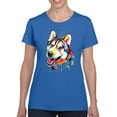 thumbnail image 1 of Pastell Colorful And Happy Husky T-Shirt Women -Weekday Best Designs, Female Large, 1 of 4