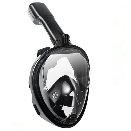 Lightahead 180° Full Face Snorkel Diving Mask (GoPro Compatible)(S/M - Black)