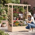 thumbnail image 5 of Costway 1 PCS Wooden Raised Garden Bed with Trellis & Hanging Roof, Drainage Holes for Plants Natural, 5 of 10