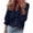 AA-Navy Blouses, variant on Women's Casual Solid Color Ruffle Collar Long Sleeve Ruffle Shirt Blouse V Neck Bishop Sleeve Button Down Shirt Tops