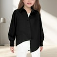 thumbnail image 2 of Kovlvoll Teen Girls Clothes Button up Shirts Long Sleeve Lapel Collared Lightweight Casual Tops with Pockets 5-14 Years, 2 of 7