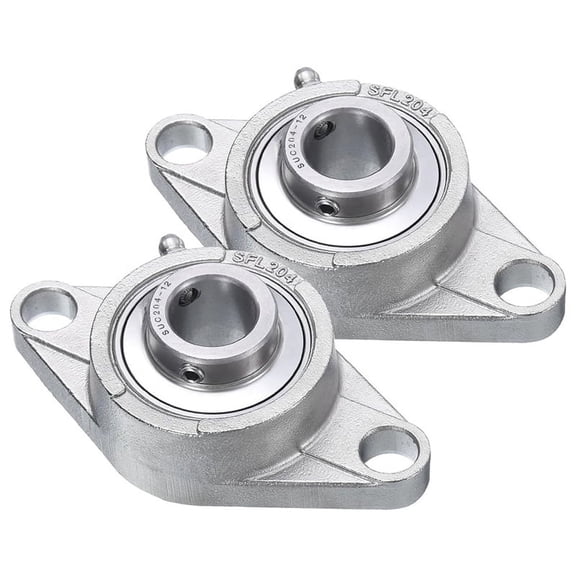 2 Pcs SUCFL204-12 Pillow Block Bearings 3/4 Inch Bore Self Alignment, Solid Cast Iron Base Mounted Chrome Steel Bearings