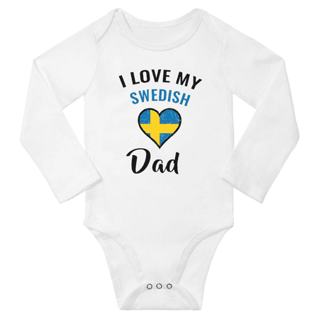 

I Love My Swedish Dad Baby Long Slevve Bodysuit Unisex Gifts (White 18-24 Months)