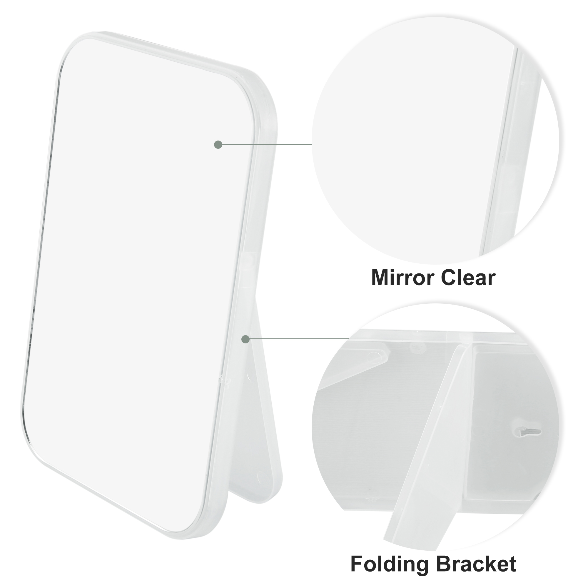 Unique Bargains 1Pc Foldable Makeup Mirror 8"x6" Transparent