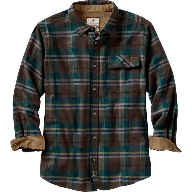 Legendary Whitetails Buck Camp - Camisa Casual de Manga Larga con Botones para Hombre, puños de Pana, Cuadros de montaña ahumada, Large