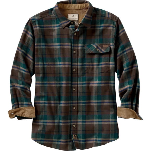 Legendary Whitetails Buck Camp - Camisa Casual de Manga Larga con Botones para Hombre, puños de Pana, Cuadros de montaña ahumada, Large