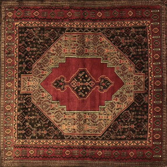 Ahgly Company Indoor Square Persian Brown Traditional Area Rugs, 3' Square