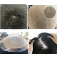 thumbnail image 4 of Breathable Silk Base with PU Round Side Natural Looking Mens Toupee Hair Replacement 100% Human Hair System Straight Black Wig, 4 of 5