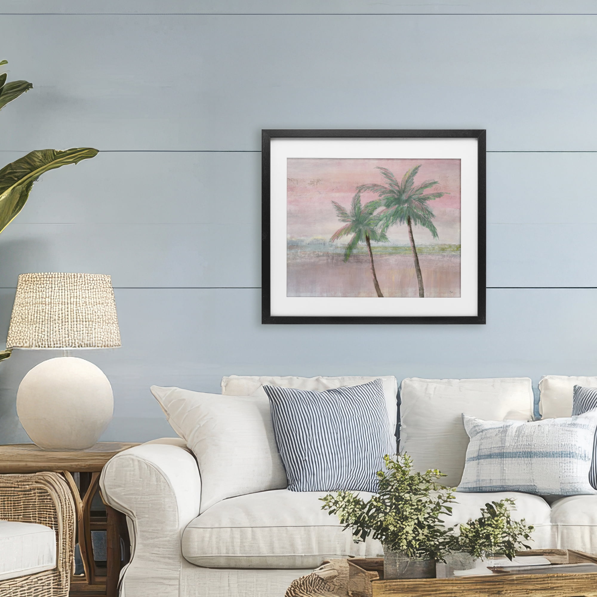 Stupell Industries Sunset Palms at Dusk Black Framed Print Under Glass, design by Nan