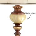 thumbnail image 3 of Kathy Ireland Hyde Park Vintage Rustic Floor Lamps with Glass Tray Tables 65" Tall Set of 2 Bronze Nightlight Beige Fabric Bell Shade for Living Room, 3 of 6