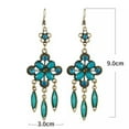 thumbnail image 3 of U8MO Ethnic Bohemian Bronze Color Opaque Rhinestones Tassels Dangle Hook Earrings-Colorful, 3 of 4
