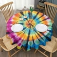 thumbnail image 3 of Rainbow Tie Dye Mandala Pattern Round Tablecloth 60"x60",Wrinkle Wipeable Table Cloth for Kitchen Dining Room Picnic Patio Party, 3 of 6