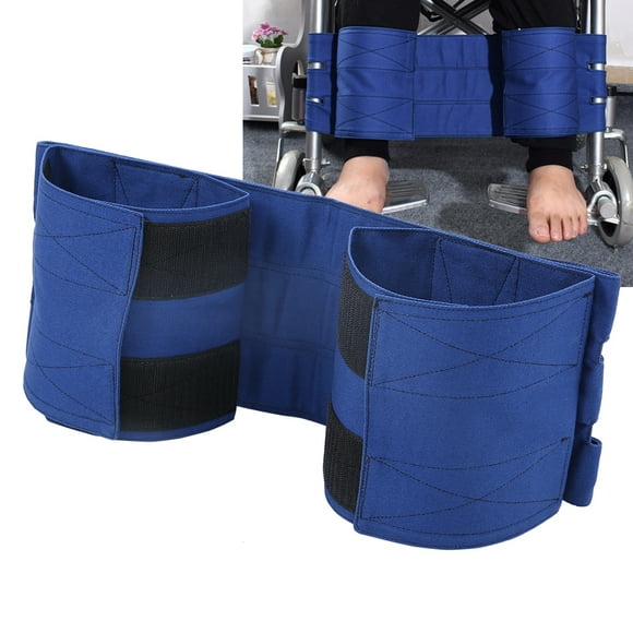 FAGINEY Elderly Leg Restraint Strap,Patient Leg Restraint Strap,Wheelchair Footrest Non‑Slip Adjustable Leg Restraint Strap Belt (Blue Average Size)