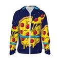 thumbnail image 2 of Uemuo PLANETA EN FORMA DE PIZZA Pattern Women's Full Zip UPF 50+ Sun Protection Hoodie Jacket Long Sleeve Sun Shirt Hiking Outdoor Performance with Pockets-, 2 of 9