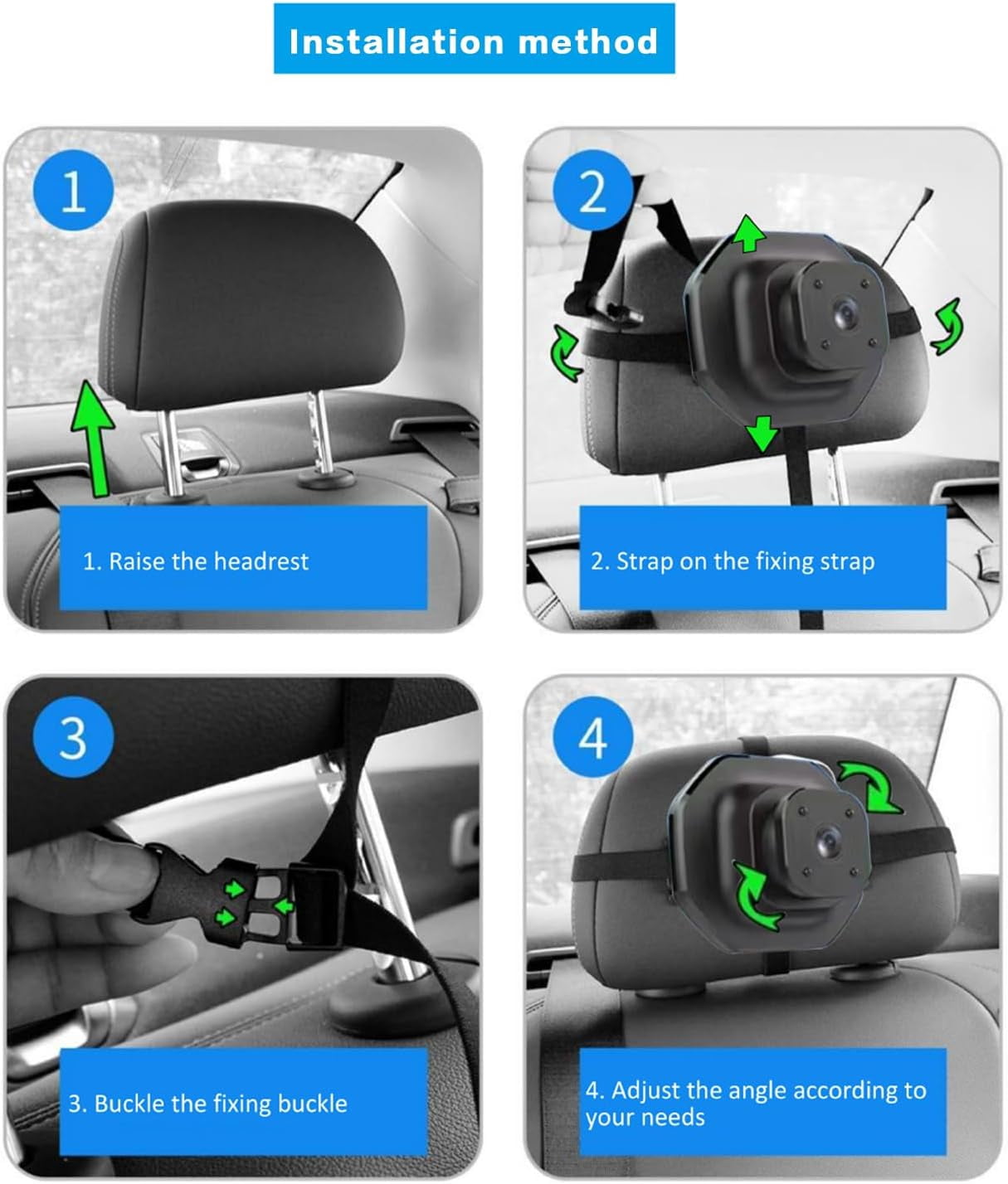 Baby Car Camera Monitor,5-Inch Display,Two Infrared Night Vision Cameras,360-Degree Adjustable,Split-Screen Display