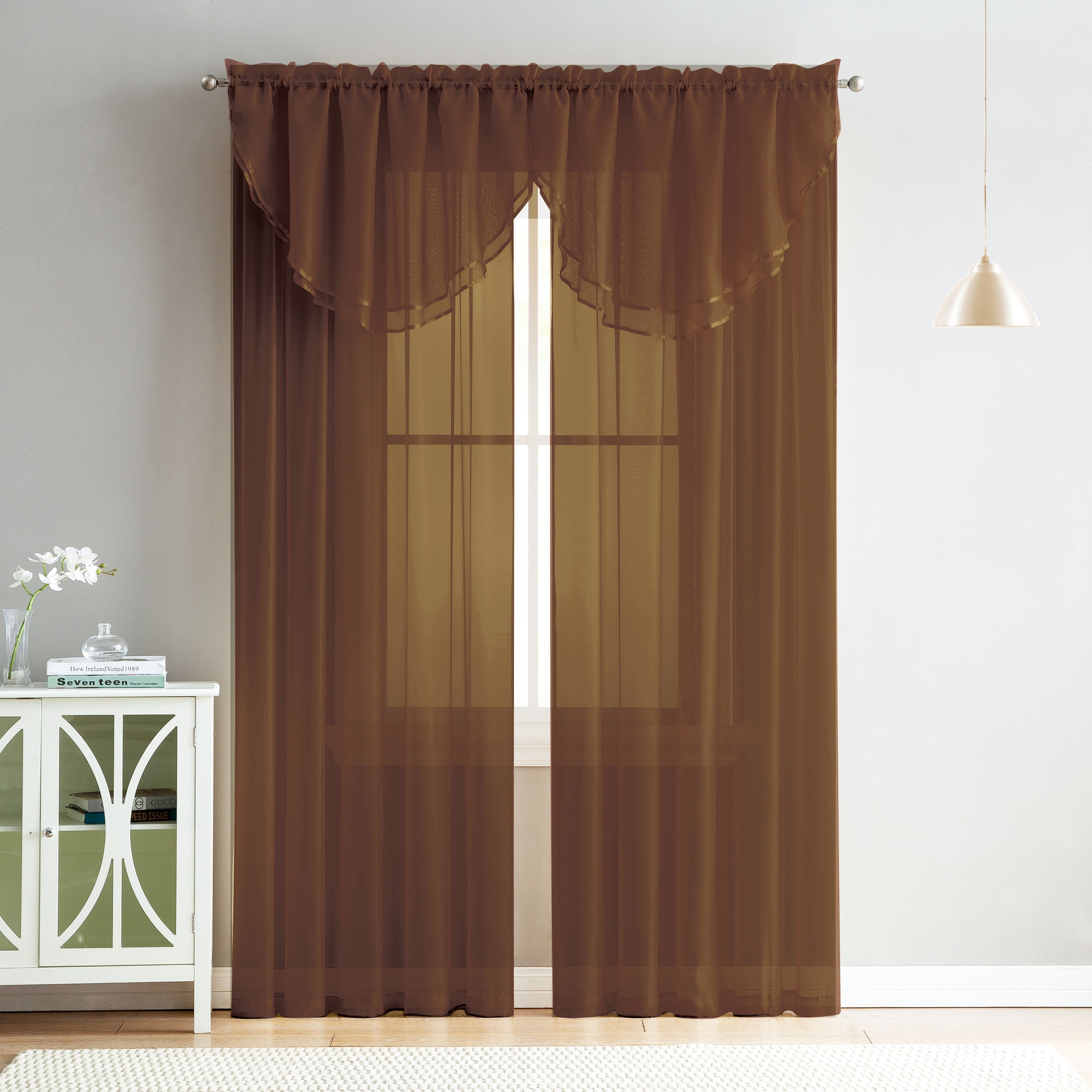4 Piece Sheer Window Curtain Set for Living Room, Dining Room, Bay