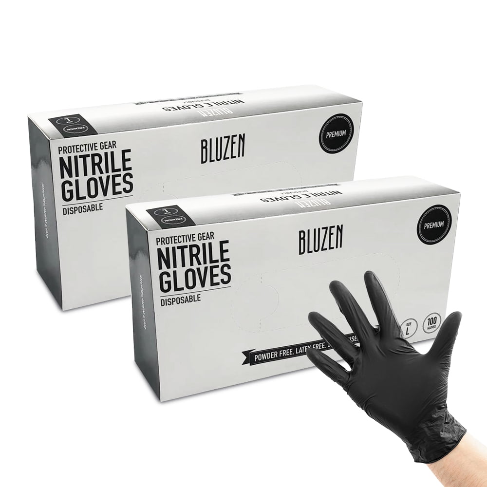 Pack Of 100 Disposable Nitrile Latex Free Black Gloves Slip Resistant Size XL 