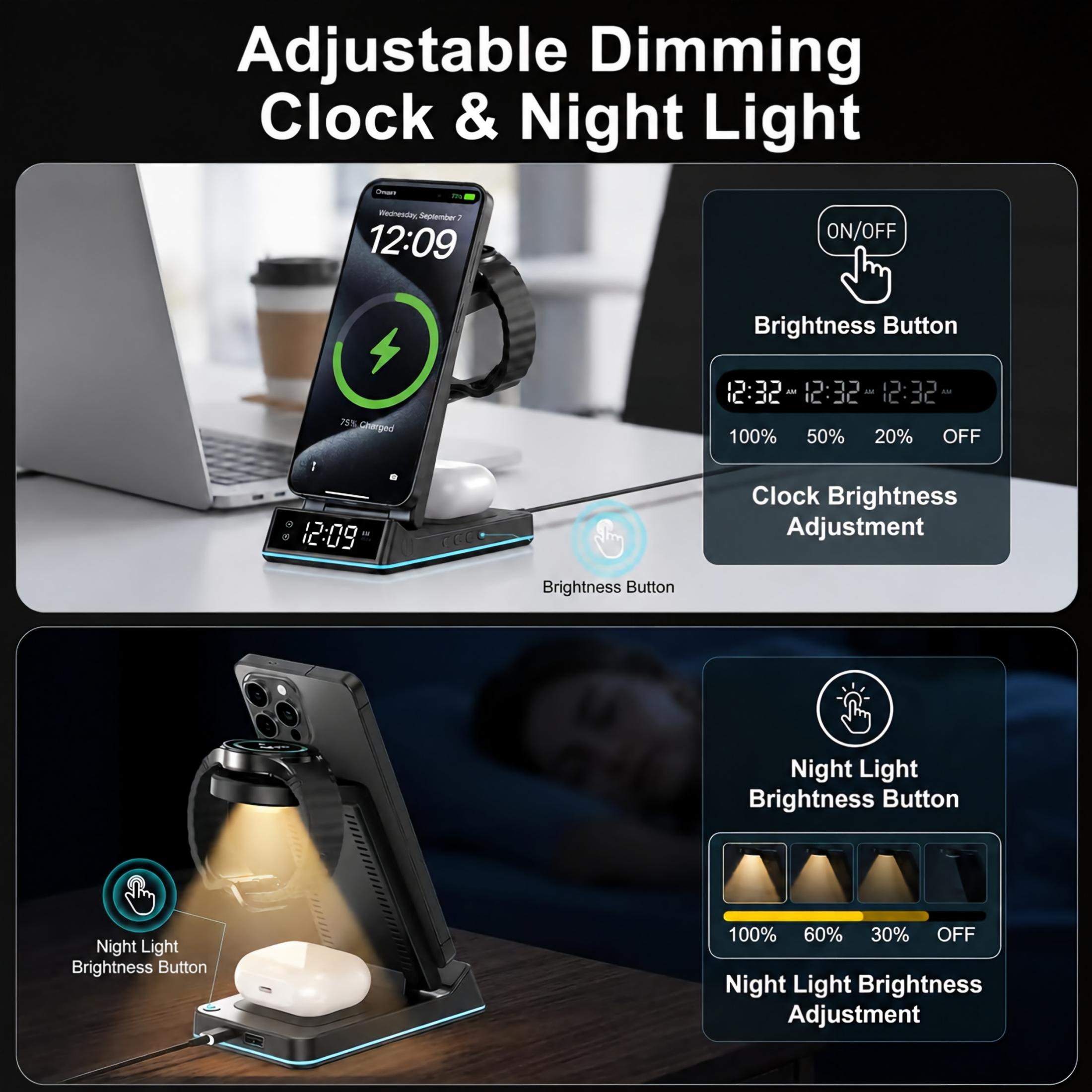 Visentor 7-in-1 Foldable Wireless Charging Station, Black photo 4