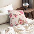 thumbnail image 6 of Velvet Decorative Throw Pillow Covers Set of 2, Soft Square Cushion Cover with Invisible Zipper Valentines Pink Flower Heart Printing, 20"x20", 6 of 7