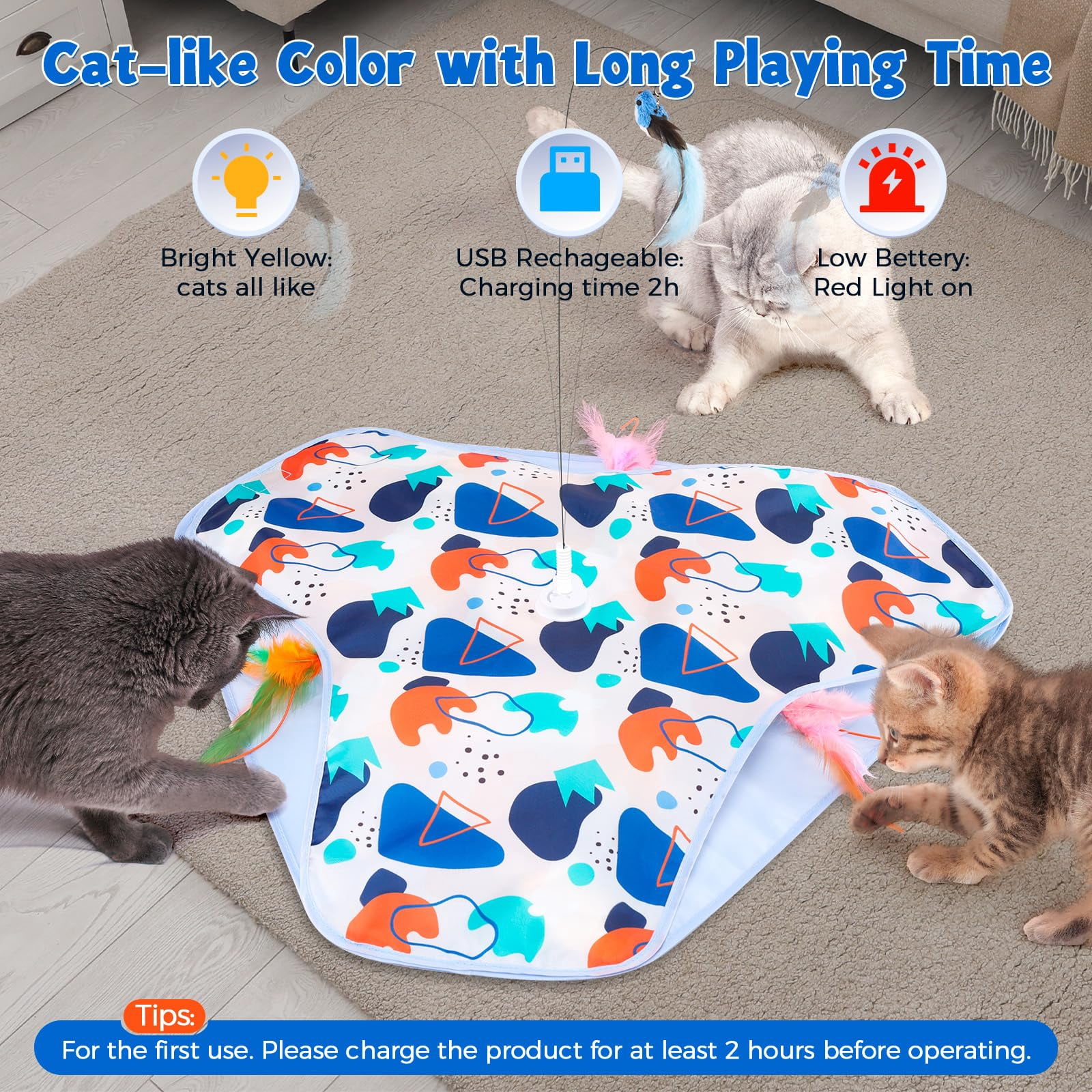 Interactive Cat Toys Rechargeable Three-in-one Hide-and-seek Automatic Suitable For Kitten To Interact And Play Automatically  With A Bird-shaped Indoor Cats