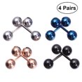 thumbnail image 1 of Juego de 8 piercings unisex de acero inoxidable de 5 mm con forma de bola, para oreja, uña, lengua (2 de acero, 2 negros, 2 de oro rosa y 2 azules), 1 of 7