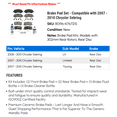 thumbnail image 2 of Brake Pad Set - Compatible with 2007 - 2010 Chrysler Sebring 2008 2009, 2 of 2