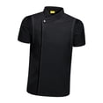 thumbnail image 4 of Chef Coat Jacket Short Sleeve Work Wear Cooking Clothes Catering Shirt Unisex Uniform for Kitchen Cafe Pubs Restaurant Food Industry , Black XXXXL, 4 of 8