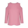 thumbnail image 6 of CFLVAEK Cold Shoulder Tops for Women Loose Fit 3/4 Sleeve Shirts Basic Solid Color Crewneck Beach Resort Blouses, 6 of 6