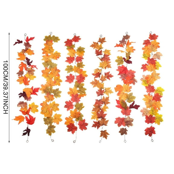 ZXNWN Clearance Sales Fall Garland 40 Inch Realistic Fade Maple Leaves Garland Hanging Autumn Decorm for Thanksgiving Wedding Fireplace Decor Fall Leaves Garl