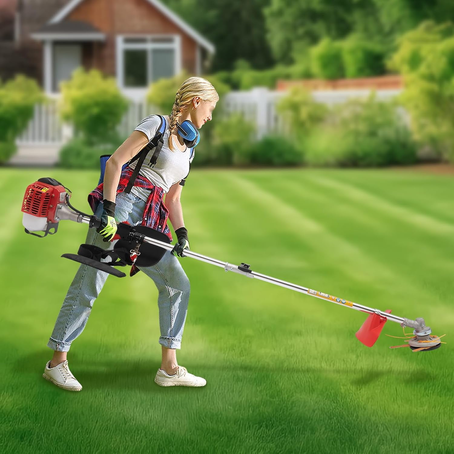 Weed Wacker Cordless 2 Stroke 26CC Gas Powered String Trimmer Grass Trimmer Weed Cutter for Lawn Yard Garden