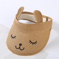 thumbnail image 3 of Delliss Baby Girls Boys Roll-up Straw Hat Sun Visor Hat for Kids Wide Brim Cute Bunny Ponytail Summer Beach Adjustable Sun Hat Open Top Visor Hat, 3 of 7