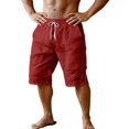 thumbnail image 6 of CQONEPT Mens Casual Shorts Cotton Athletic Workout Shorts Lounge Bermuda Drawstring Sweat Shorts with Pockets Red L, 6 of 7