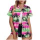 thumbnail image 1 of Pantalones Cortos para las Mujeres Sexy, Blusas de Estilo Hawaiano Impreso, Botón Arriba Cuello Turndown Superior, 1 of 5
