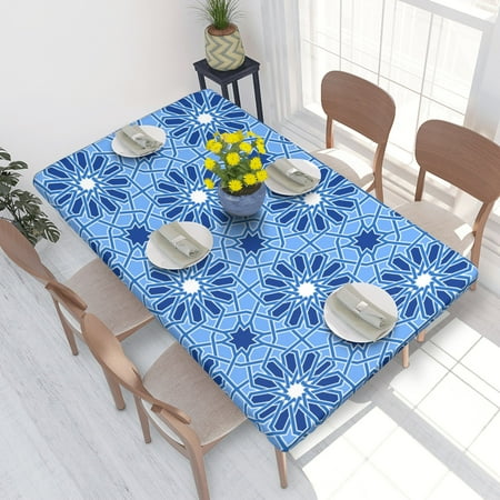

Home Deluxe Tablecloth Seamless Flower Pattern (40) Waterproof Elastic Rim Edged Table Cover- For Christmas Parties And Picnics 4ft