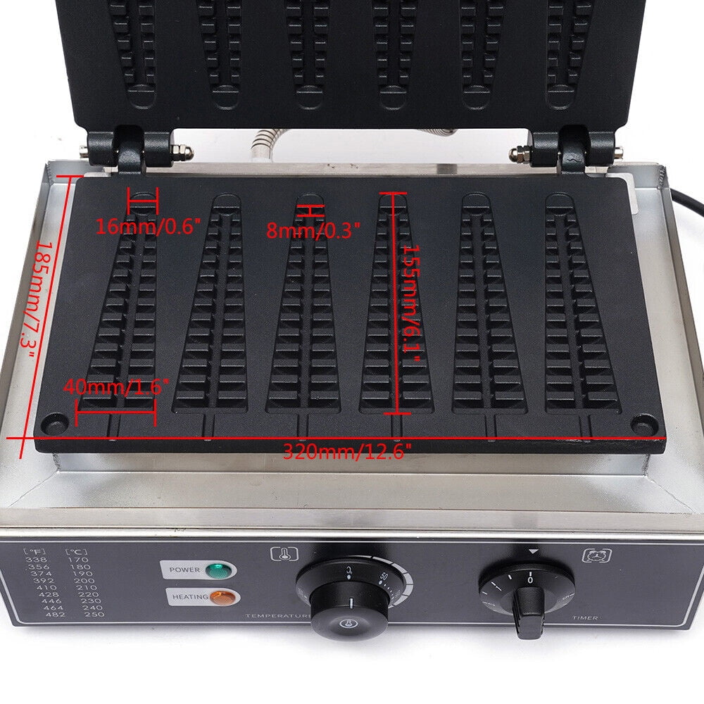 Miumaeov Commercial Electric 6pcs Stick Waffle Maker Machine Muffin Baking Machine Non-stick Time & Temp Control
