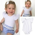 thumbnail image 5 of New Infant Baby Girl Basic Ruffle Short Sleeve Cotton Romper Bodysuit Tops Clothes 0-24 M, 5 of 5