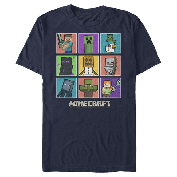 Men's Minecraft Character Boxes Graphic Tee Navy Blue X Large