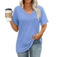 thumbnail image 2 of SHITINN Womens T Shirts V Neck Short Sleeve Summer Tops Casual Basic Tees 2025 Trendy Womens Summer Tops Short Sleeve Womens T-Shirts Womens Tees Loose Fit, 2 of 9